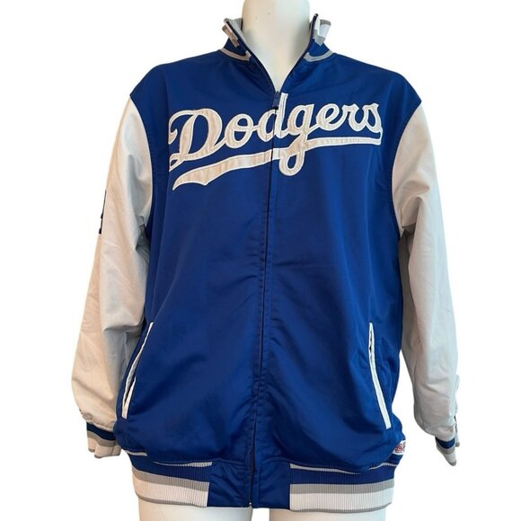 Mens Large Los Angeles Dodgers MLB Stitches Blue Full Zip Varsity Jacket Sewn - Picture 1 of 8